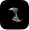 Black app logo with abstract design